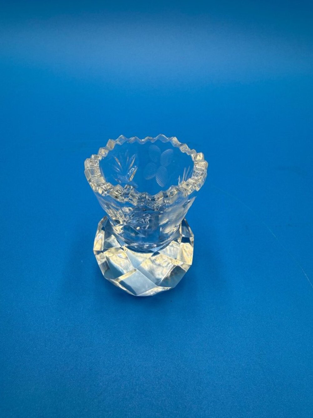 Crystal Cut Glass Votive Candle Holder Scalloped Edge Bud Vase Toothpick Matchst